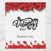 Étiquette Pour Bouteilles De Vin Joyeuse Saint-Valentin coeurs rouges (Étiquettes simples)