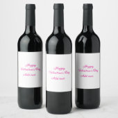 Étiquette Pour Bouteilles De Vin Joyeuse Saint-Valentin texte rose nom message (Bouteilles)
