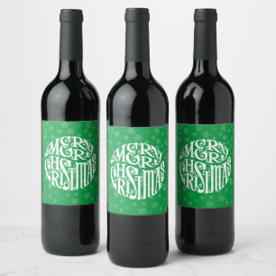 Étiquette Pour Bouteilles De Vin Joyeuse typographie de Noël Joyeux voeux