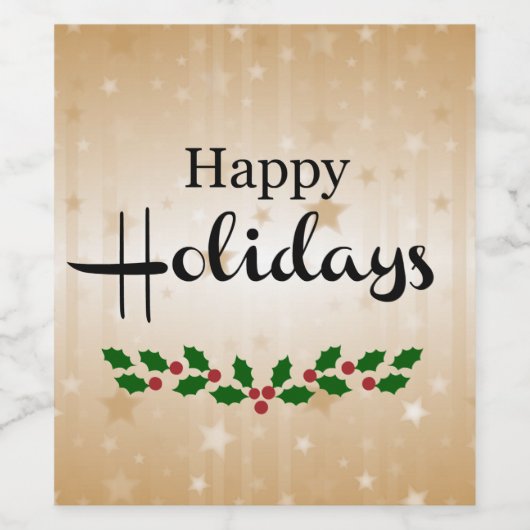 Étiquette Pour Bouteilles De Vin Joyeuses fêtes (Étiquettes simples)