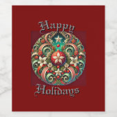 Étiquette Pour Bouteilles De Vin Joyeuses fêtes (Étiquettes simples)