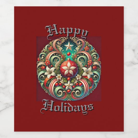 Étiquette Pour Bouteilles De Vin Joyeuses fêtes (Étiquettes simples)