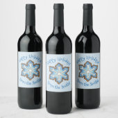 Étiquette Pour Bouteilles De Vin Joyeuses fêtes Noël Hanoukka Blue Snowflake (Bouteilles)