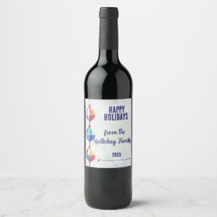 Étiquette Pour Bouteilles De Vin Joyeuses Fêtes Ornements de Noël givrés