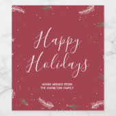 Étiquette Pour Bouteilles De Vin Joyeuses Fêtes Rouge Fête tendance (Étiquettes simples)