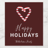 Étiquette Pour Bouteilles De Vin Joyeuses fêtes Sucre de canne de Noël rouge minima (Étiquettes simples)