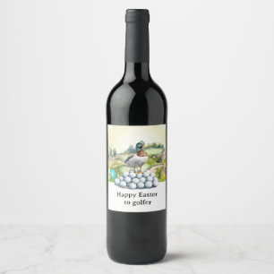 Étiquette Pour Bouteilles De Vin Joyeuses Pâques de golf au golfeur avec balle de g