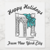 Étiquette Pour Bouteilles De Vin Joyeuses vacances à New York City Brooklyn Bridge (Étiquettes simples)