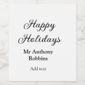 Étiquette Pour Bouteilles De Vin Joyeuses vacances ajouter nom date année simple mi (Étiquettes simples)