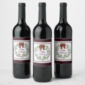 Étiquette Pour Bouteilles De Vin Joyeuses Vacances Rouge Plaid (Bouteilles)