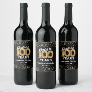 Étiquette Pour Bouteilles De Vin Joyeux 100e anniversaire Étiquette de vin
