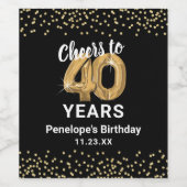 Étiquette Pour Bouteilles De Vin Joyeux 40e anniversaire Étiquette de vin (Étiquettes simples)