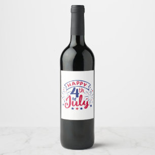 Étiquette Pour Bouteilles De Vin Joyeux 4 juillet.