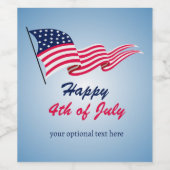 Étiquette Pour Bouteilles De Vin Joyeux 4 juillet avec drapeau américain (Étiquettes simples)