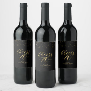 Étiquette Pour Bouteilles De Vin Joyeux 70 ans, fête d'anniversaire 70 ans