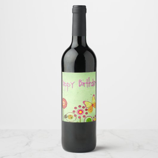 Étiquette Pour Bouteilles De Vin Joyeux anniversaire (Devant)