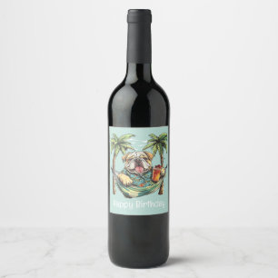 Étiquette Pour Bouteilles De Vin Joyeux Anniversaire Bouledogue Anglais En Haut Haw