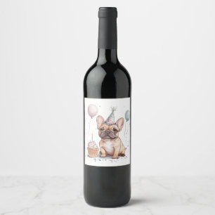 Étiquette Pour Bouteilles De Vin Joyeux Anniversaire Bouledogue Français