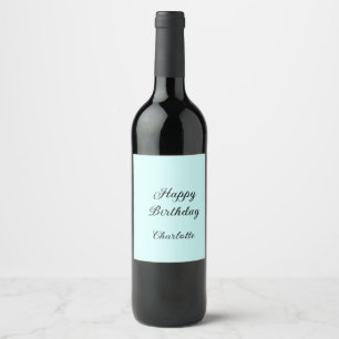 Étiquette Pour Bouteilles De Vin Joyeux anniversaire fond bleu nom stylé élégant