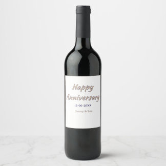 Étiquette Pour Bouteilles De Vin joyeux anniversaire marron gris nom date couple mo