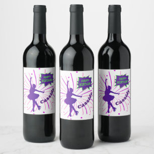 Étiquette Pour Bouteilles De Vin Joyeux Anniversaire Patinage artistique personnali