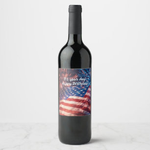 Étiquette Pour Bouteilles De Vin Joyeux anniversaire patriotique