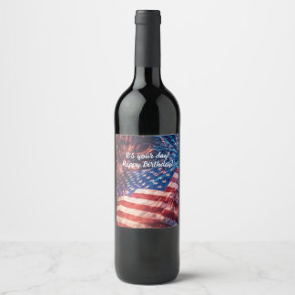 Étiquette Pour Bouteilles De Vin Joyeux anniversaire patriotique
