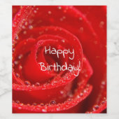 Étiquette Pour Bouteilles De Vin joyeux anniversaire ruby red rose (Étiquettes simples)