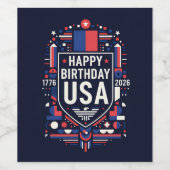 Étiquette Pour Bouteilles De Vin Joyeux anniversaire USA 250 (Étiquettes simples)