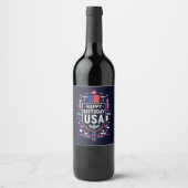 Étiquette Pour Bouteilles De Vin Joyeux anniversaire USA 250 (Devant)
