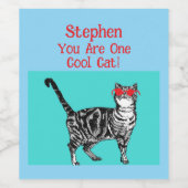 Étiquette Pour Bouteilles De Vin Joyeux anniversaire Vous Cool Tabby Chat Mens Mari (Étiquettes simples)