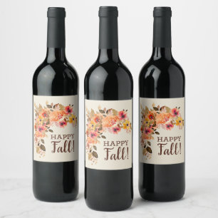 Étiquette Pour Bouteilles De Vin Joyeux Automne ! Guirlande florale d'automne