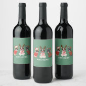 Étiquette Pour Bouteilles De Vin Joyeux Buldogs français de Noël (Bouteilles)
