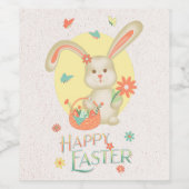 Étiquette Pour Bouteilles De Vin Joyeux Bunny Pink Pink Pastel de Pâques (Étiquettes simples)