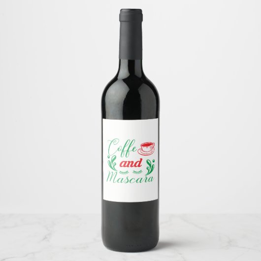 Étiquette Pour Bouteilles De Vin Joyeux Café Xmas Et Mascara (Devant)