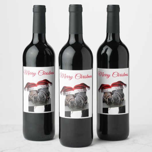 Étiquette Pour Bouteilles De Vin Joyeux Chevaux de Noël (Bouteilles)