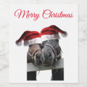 Étiquette Pour Bouteilles De Vin Joyeux Chevaux de Noël (Étiquettes simples)