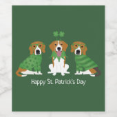 Étiquette Pour Bouteilles De Vin Joyeux chien Beagle Jour de la Saint Patrick (Étiquettes simples)
