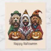 Étiquette Pour Bouteilles De Vin Joyeux chien d'Halloween Goldendoodle (Étiquettes simples)