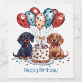 Étiquette Pour Bouteilles De Vin Joyeux Chiens de Dachshund Anniversaire (Étiquettes simples)
