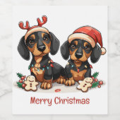 Étiquette Pour Bouteilles De Vin Joyeux Chiens de Noël (Étiquettes simples)
