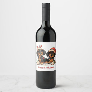 Étiquette Pour Bouteilles De Vin Joyeux Chiens de Noël