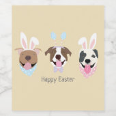 Étiquette Pour Bouteilles De Vin Joyeux Chiens de Pâques American Pit Bull Terrier (Étiquettes simples)