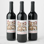 Étiquette Pour Bouteilles De Vin Joyeux Chiens taureaux de marque de Noël (Bouteilles)