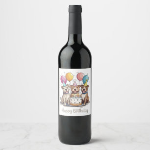 Étiquette Pour Bouteilles De Vin Joyeux Chiens taureaux Pit Anniversaire