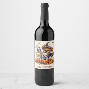 Étiquette Pour Bouteilles De Vin Joyeux Chihuahua Halloween
