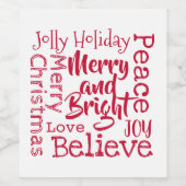 Étiquette Pour Bouteilles De Vin Joyeux et brillant Autres Joyeux Noël Dit Rouge (Étiquettes simples)