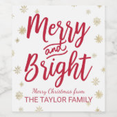 Étiquette Pour Bouteilles De Vin Joyeux et brillant Noël à flocon d'or (Étiquettes simples)