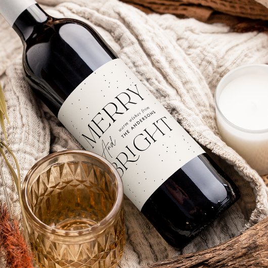 Étiquette Pour Bouteilles De Vin Joyeux et Fêtes de Crème Lumineuse