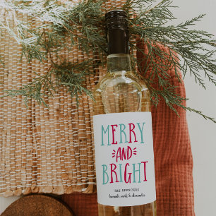 Étiquette Pour Bouteilles De Vin Joyeux et lumineux Noël personnalisé